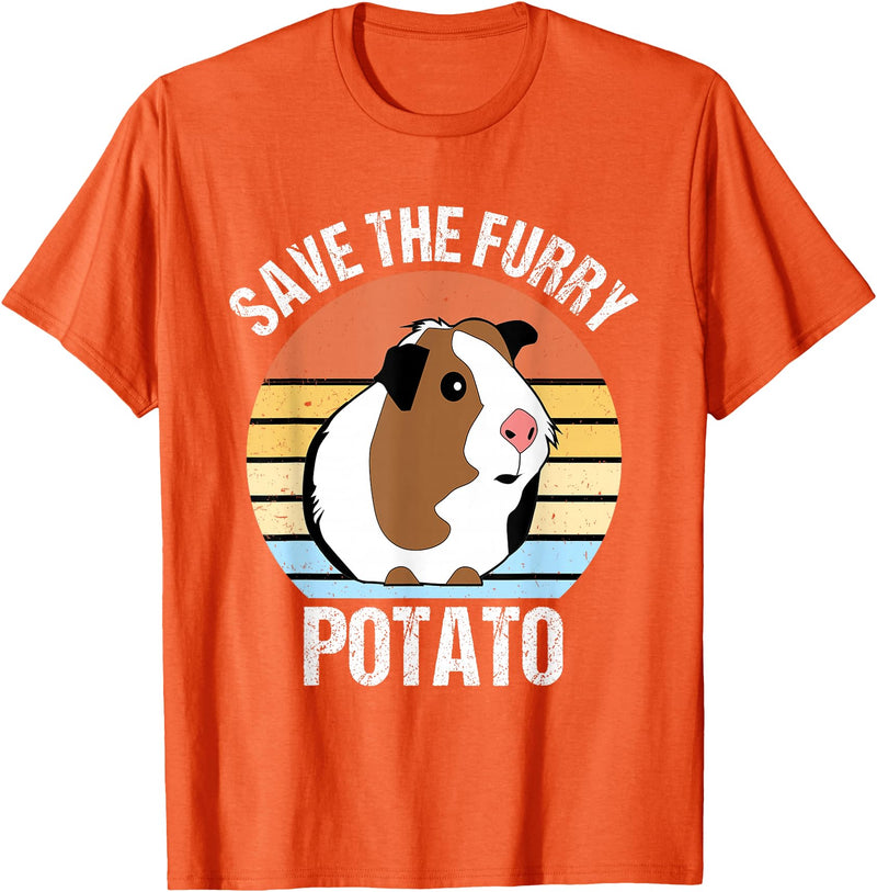 Vintage Guinea Pig Shirts and Gifts Save The Furry Potato Funny Guinea Pig T-Shirt - Orange