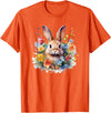 Bunny Rabbit Face Floral Watercolor Painting Love Bunnies T-Shirt in Orange
