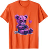Goth Pastel Cute Creepy Kawaii Gamer Teddy Bear Gaming Rabbit T-Shirt in Orange