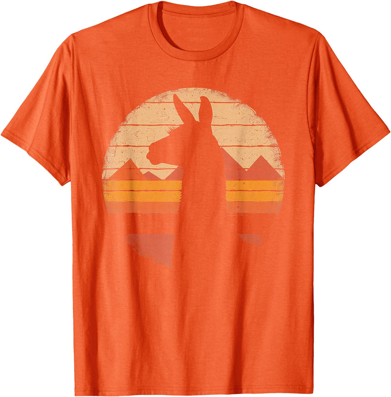 Llama Alpaca - Retro 70s 80s - Birthday Llama Alpaca - Retro 70s 80s Graphic Vintage Men Women T-Shirt - Orange