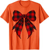 Buffalo Tartan Coquette Aesthetic Women Gifts Coquette Bow Red Black Buffalo Tartan Checkered Plaid T-Shirt - Orange
