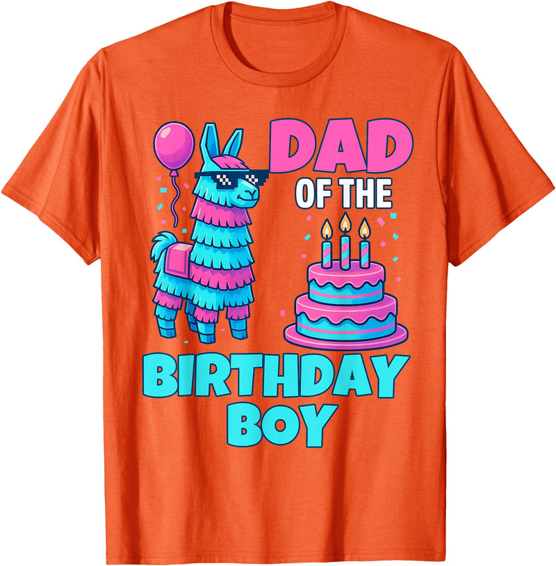 gaming gamer Birthday Llama Pinata Family Apparel dad of Birthday Boy Llama Pinata Party Family mathing Men T-Shirt - Orange