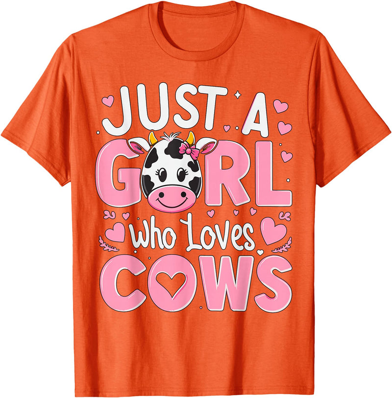Funny Cow Farm Animal Lover Cow Cute Just a Girl Who Loves Cows T-Shirt - Orange