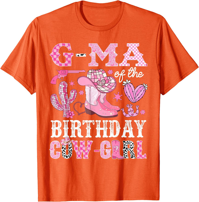 Pink Western Cowgirl Bday Party Family Matching G-Ma Of The Birthday Cow-Girl Rodeo Cowgirl Bday T-Shirt - Orange