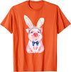 Dibble Dabble Easter Designs Adorable Easter Pig with Easter Bunny Ears - Easter Pig T-Shirt - Orange