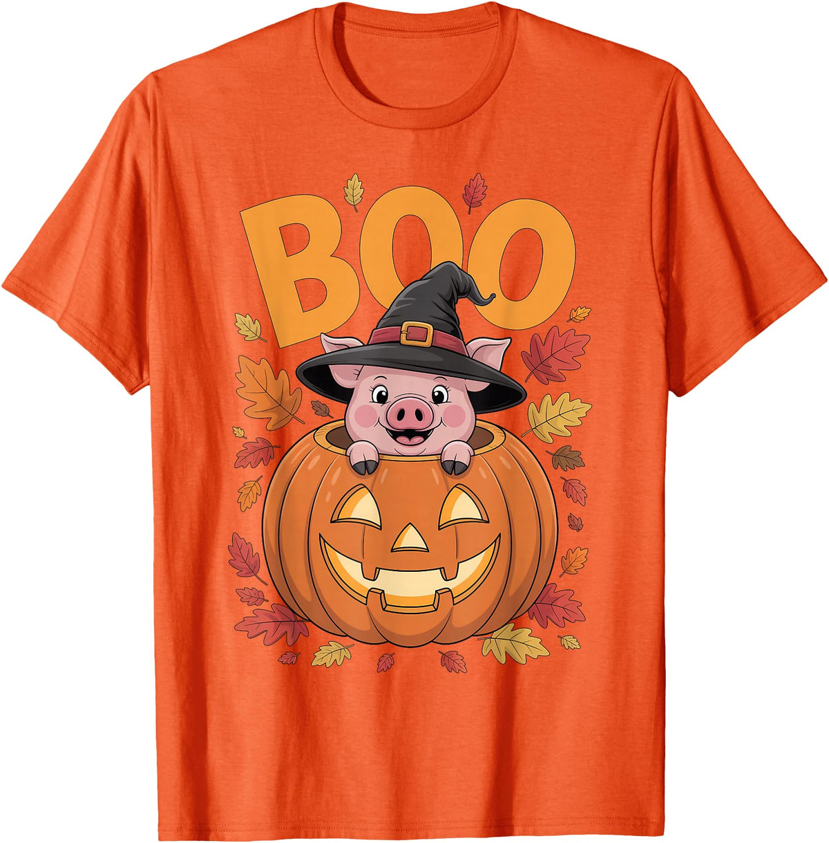 Pig Halloween kids, women, men Pig Costume on Pumpkin Halloween Pig T-Shirt - Orange