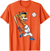Giraffe Baseball Lover Giraffe Playing Baseball Boys Girls Kids Giraffe Animal T-Shirt - Orange