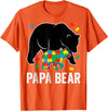 Autism Awareness Neurodiversity Support Apparel Papa Bear Autism Awareness Puzzle Neurodiversity Support T-Shirt - Orange