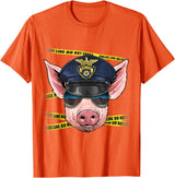 Wowsome! Pig Police Farmer Pig Farm Animal Lover T-Shirt - Orange