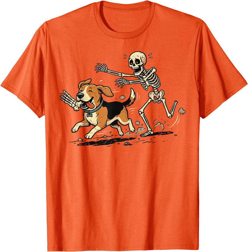 Halloween Costume Spooky Skeleton Beagle Beagle Skeleton Halloween T-Shirt - Orange