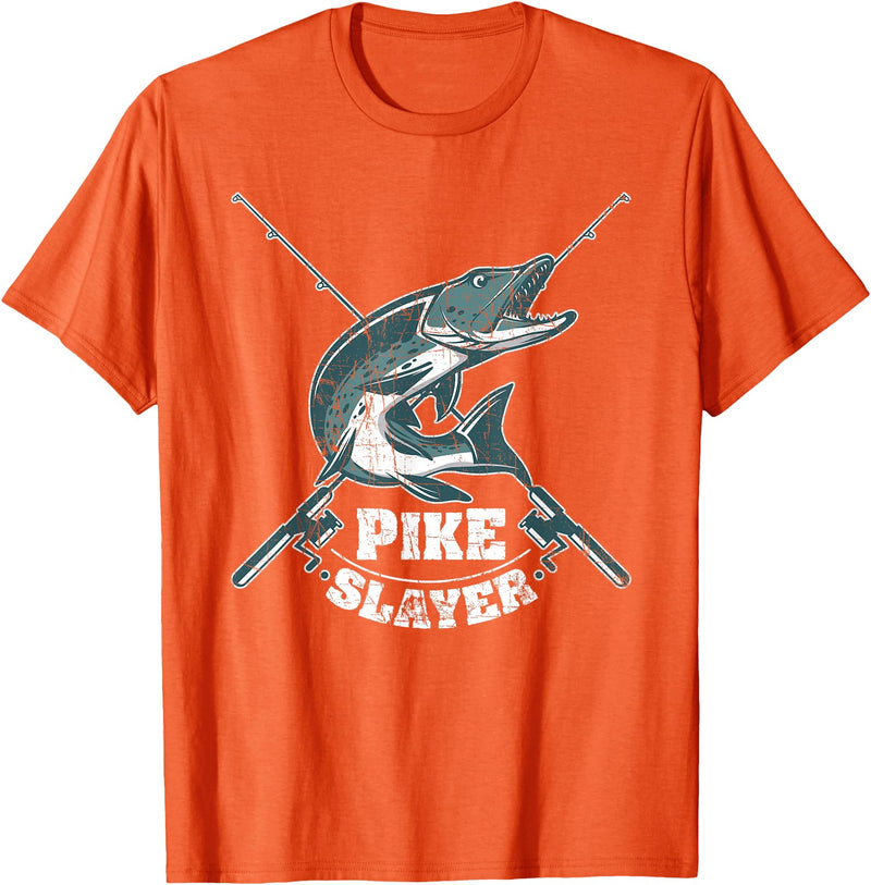 Fishing IM Co Pike Slayer Fishing Fisherman Northern Pike T-Shirt - Orange