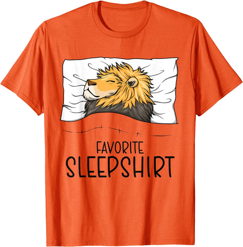 Sleeping & Napping Shirt Gifts For Nap Lovers Favorite Sleepshirt Lion, Napping Lion Pajama T-Shirt - Orange