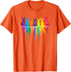Vibrant Rainbow Bunnies Dripping Colors Easter T-Shirt in Orange