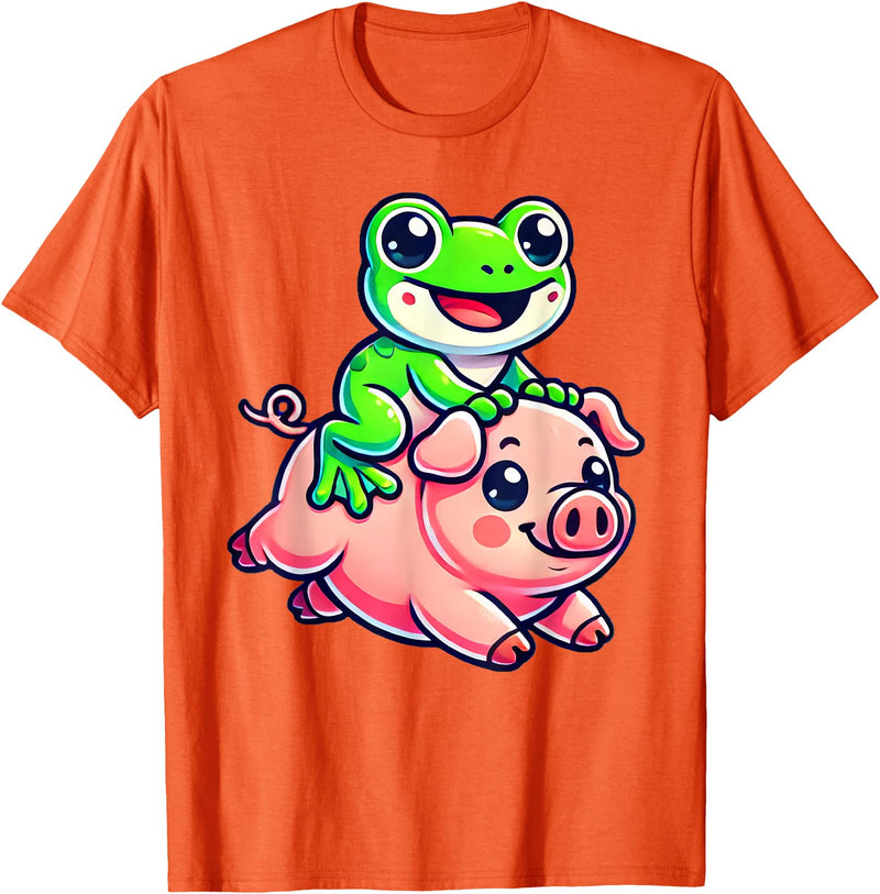 Cute Frog Pig Apparel Kawaii Frog Pig T-Shirt - Orange