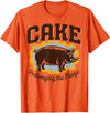 Irony Barn Club for Alt Music and Dry Humor Fans Cake Prolonging the Magic Funny Retro Pig Expression Vibes T-Shirt - Orange