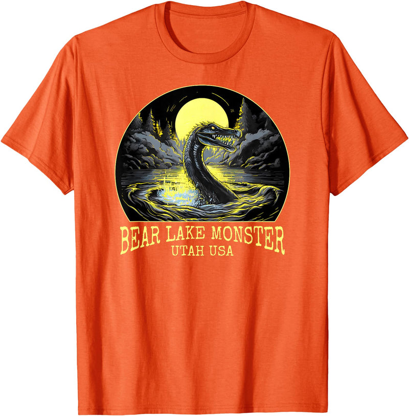 FunWearVm The Bear Lake Monster Cryptid Utah USA Cryptozoology T-Shirt - Orange