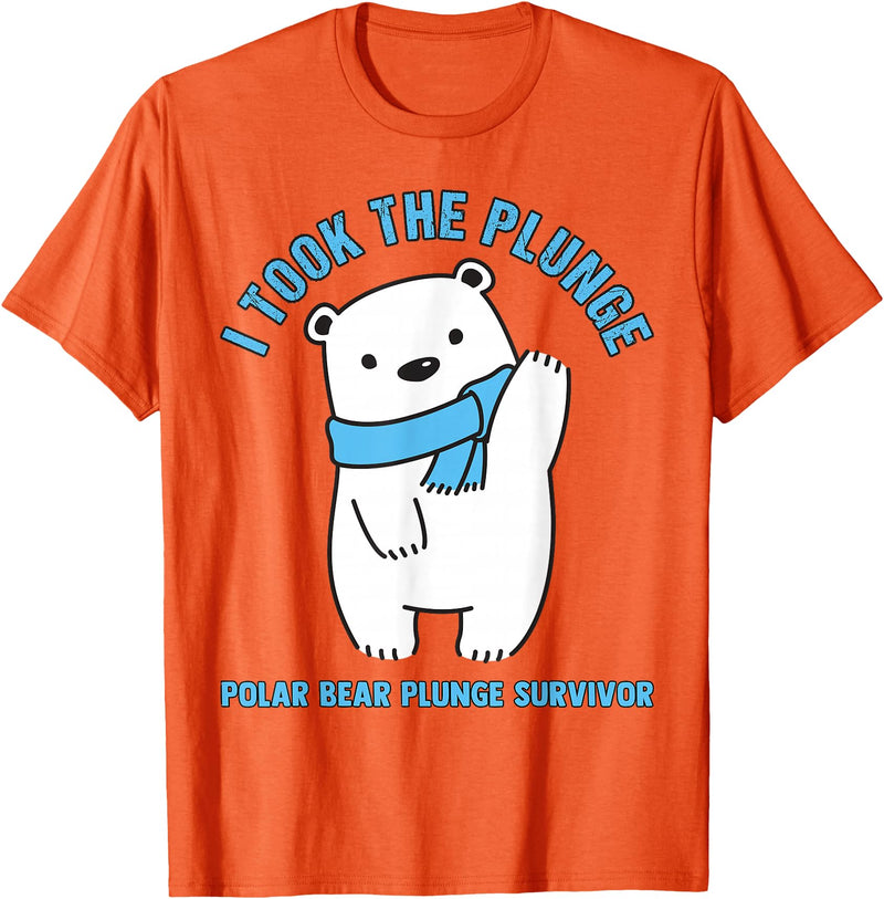 Polar Bear Plunge Survivor Polar Plunge Polar Bear I Took The Plunge Survivor T-Shirt - Orange