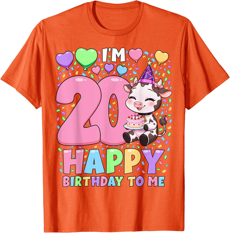 Cow Birthday Shirts By SSA.Co Farm Animal Cow Birthday Shirt | Girls 20th Birthday Cow T-Shirt - Orange