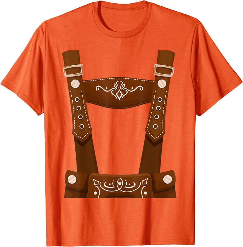 Bavarian Oktoberfest Halloween Costume Oktoberfest Costume Halloween Lederhosen T-Shirt - Orange