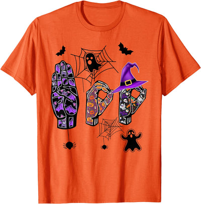 Funny Halloween ASL Language Costume Shirts DNG Boo Hands American Sign Language Pride ASL Halloween T-Shirt