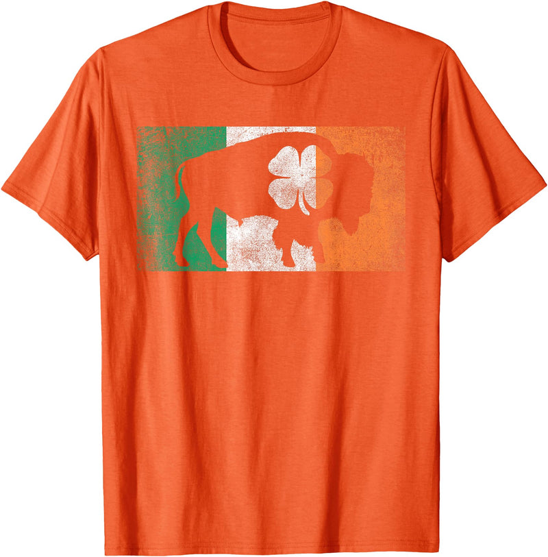 Buffalo - Saint Paddys Funny Ireland Flag Buffalo - Shamrock St. Patrick's Day Irish Flag T-Shirt - Orange