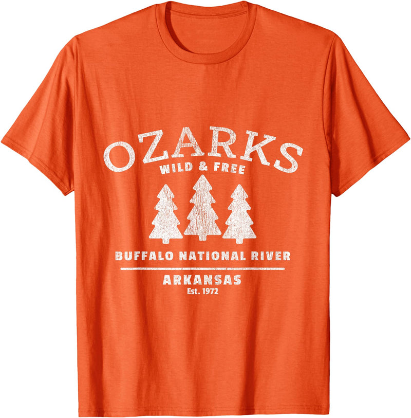 Arkansas Wilderness Designs and Gifts Buffalo National River - Arkansas - Ozark Mountains T-Shirt - Orange