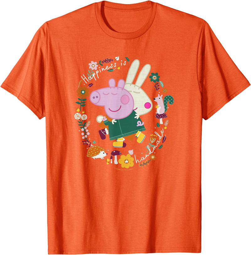 Peppa Pig Happiness Is Handmade Peppa & Rebecca Hugging T-Shirt - Orange