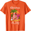 Cute Funny Pig Christmas Xmas Summer Vacation Gift Christmas In July Cute Pig Funny Summer Vacation Beach Vibes T-Shirt - Orange