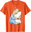 Funny Sleepy Llama Animal Lovers Pajama Llama Sleeping in Cute Pajamas Sleep T-Shirt - Orange