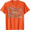100 Types Of Fish Species Tee 100 Types of Freshwater Fish Species Fishing T-Shirt - Orange