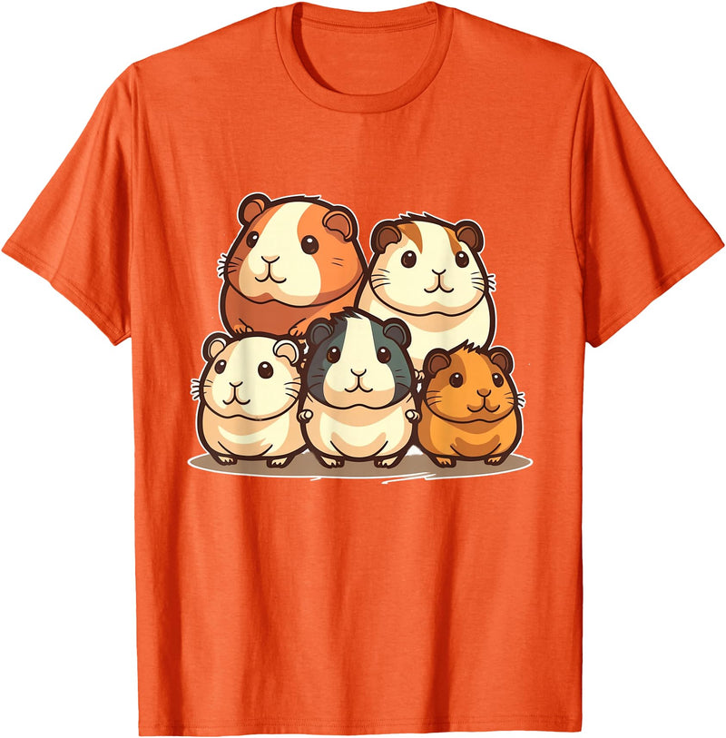 Best & Fun Guinea PIg Designs Cute, Kawaii Guinea Pig Family T-Shirt - Orange