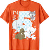 Arctic Animals Birthday Party Family Matching Bday Arctic Animals 5th Birthday Polar Bear Walrus Fox Sea Theme T-Shirt - Orange