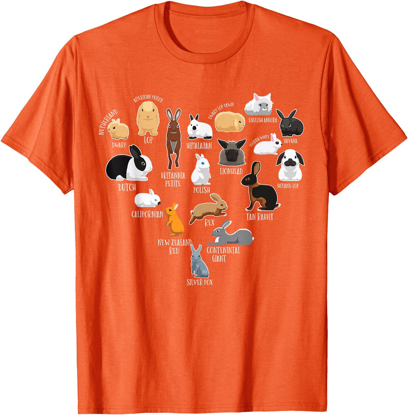 Rabbit Types & Cute Rabbit Species, Bunny - Rabbits T-Shirt in Orange