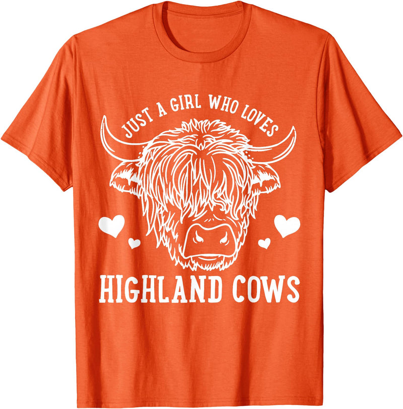 Highland Cow Just a Girl Who Loves Highland Cows T-Shirt - Orange