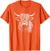 Scottish Highland Cattle Cow Merch Scottish Highland Cattle Cow Drawing T-Shirt - Orange