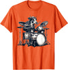 Cute Cow Playing Drums Cow Lover Apparel Cute Cow Playing Drums Cows Drummer Music T-Shirt - Orange
