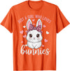 Cute Bunny Rabbit Girls Kids Just a Girl Who Loves Bunnies T-Shirt in Orange