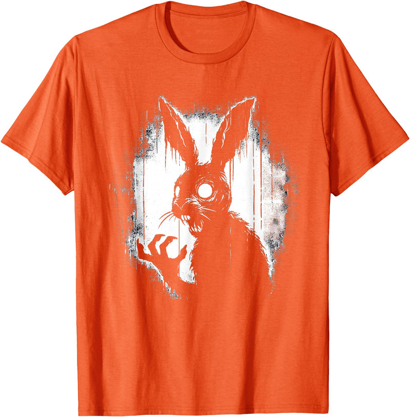Scary Goth Rabbit, Horror Rabbit, Weirdcore Rabbit T-Shirt in Orange