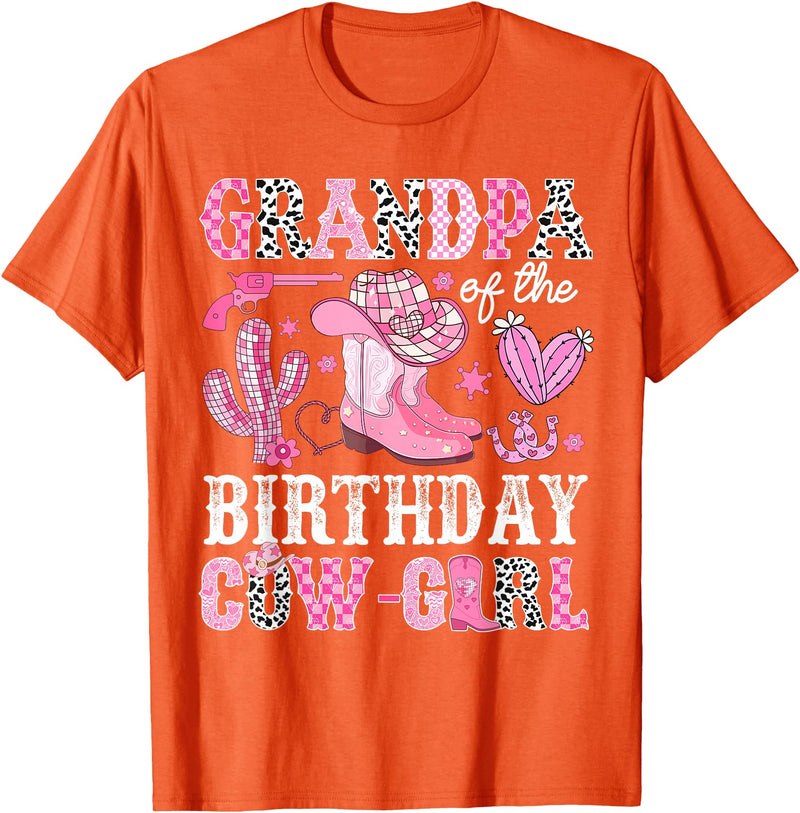 Pink Western Cowgirl Bday Party Family Matching Grandpa Of The Birthday Cow-Girl Rodeo Cowgirl Bday T-Shirt - Orange