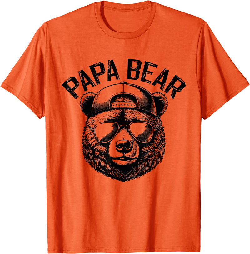 Bear Face Designs Papa Bear Face Grizzly Fathers Day Bear Lover Mens T-Shirt - Orange