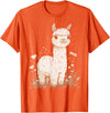 Alpaca Llama Lama Lover Cute Farm Animals Kids Llama Alpaca Lama Flowers Cute Adorable Baby Farm Animal T-Shirt - Orange