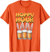 Hoppy Hour Funny Happy Easter Day Rabbit Ears Men Women T-Shirt in Orange