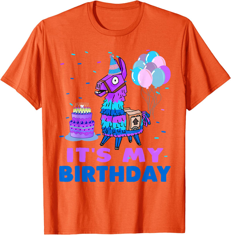It's My Birthday for Llama Party T-Shirt - Orange