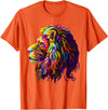 Lion Artistic For Men Women Kids Colorful Lion Head Design Pop Art Style T-Shirt - Orange