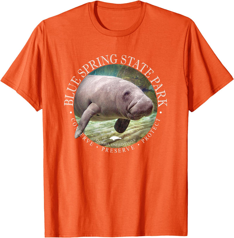 Blue Spring State Park Sea Cow Florida Blue Spring State Park Orange City Florida Manatee Sea Cow T-Shirt - Orange