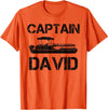 Custom Boat Captain Personalized Name Designs Captain David Pontoon Personalized Boat Name Fishing Trip T-Shirt - Orange