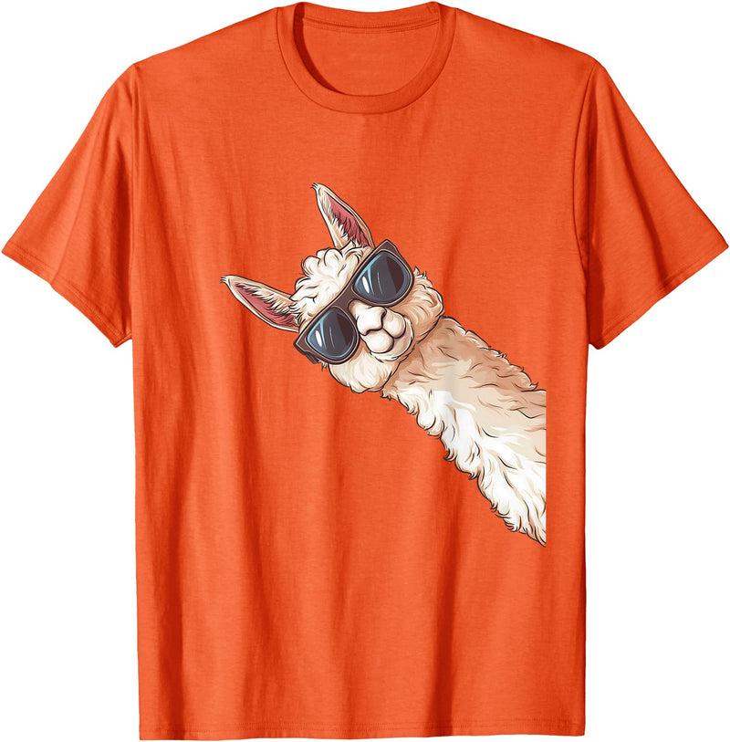 Ällamaco. Llama Alpaca Lama Sunglasses T-Shirt - Orange