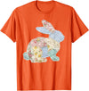 Funny Bunny Patchwork Rabbit Eggs Happy Easter Day Retro T-Shirt in Orange