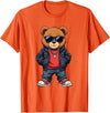 GRAKIMO Cool Teddy Bear Graphic Men Women Boy Girl Kids T-Shirt - Orange