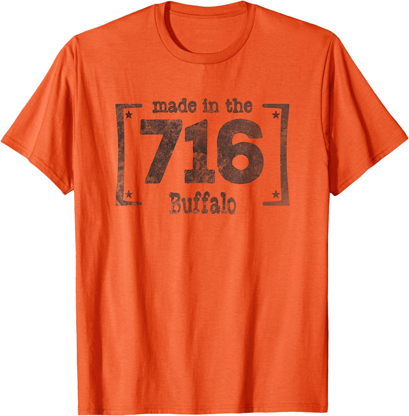 TeesTees Made in the 716 T-Shirt Buffalo NY Souvenir Shirt T-Shirt - Orange